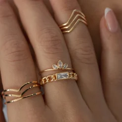 Timi of Sweden: Leah - White Crystal Lotus Ring - Gold (Smykke, Rings)