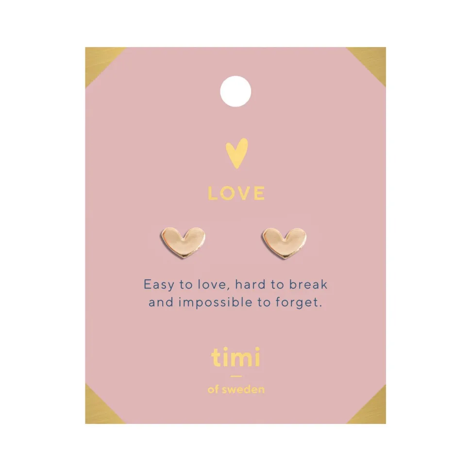 Timi of Sweden: Love Petite Heart Earring Studs - Gold (Smykke, Earrings)