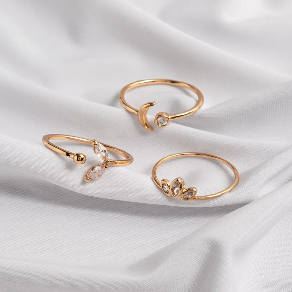 Timi of Sweden: Luna - Moon And Crystal Ring - Gold (Smykke, Rings)