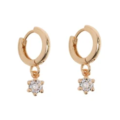 Timi of Sweden: Olivia - Crystal Charm Hoop Earrings - Gold (Smykke, Earrings)