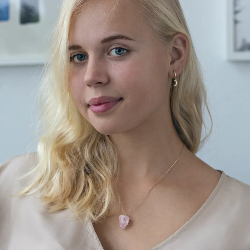 Timi of Sweden: Precious stone Necklace, Gold - Rose Quartz (Smykke, Necklace)