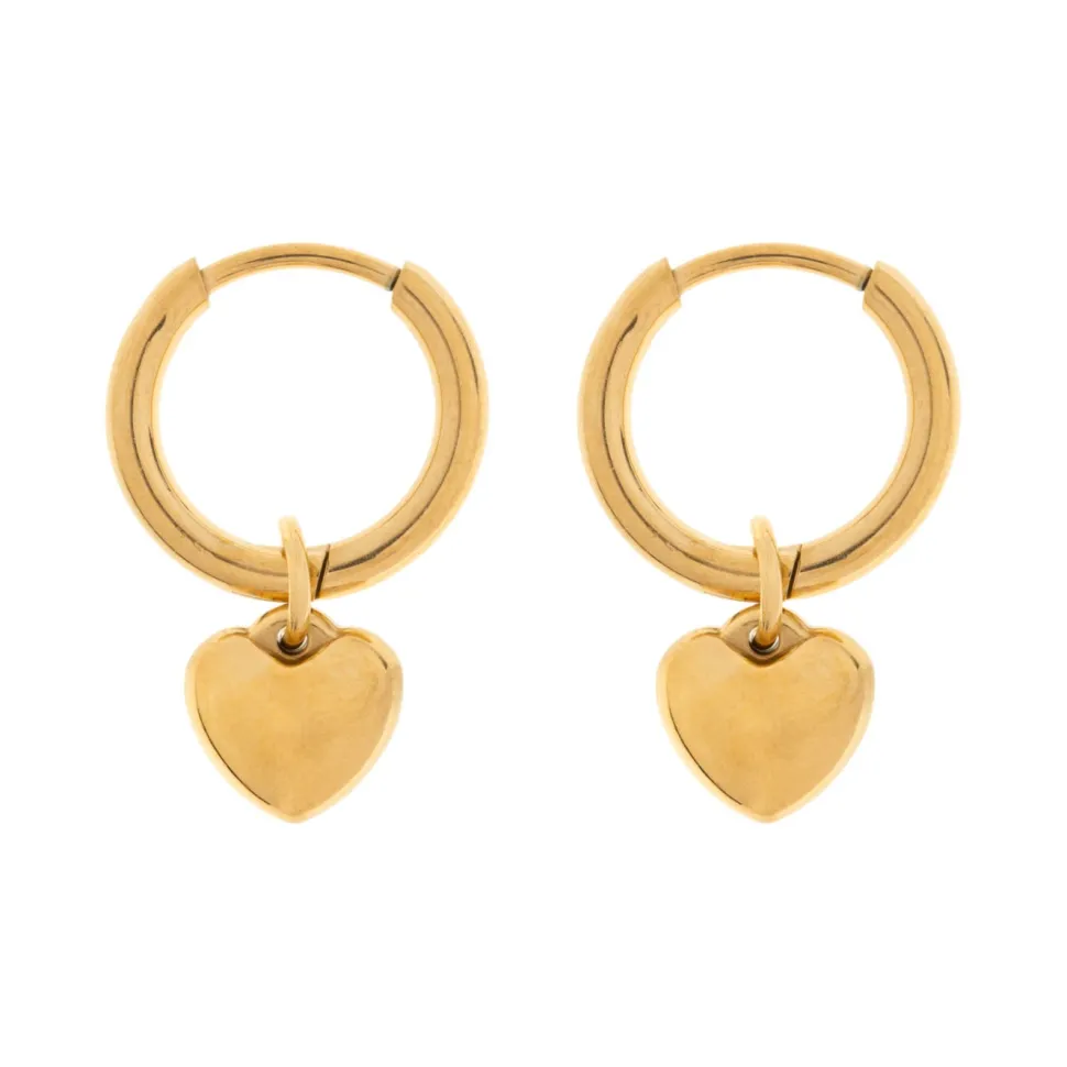 Timi of Sweden: Sandra - Heart Hoop Earring Stainless Steel (Smykke, Earrings)