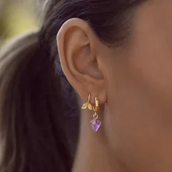 Timi of Sweden: Semi Precious Hoop Earrings - Violet Amethyst (Smykke, Earrings)