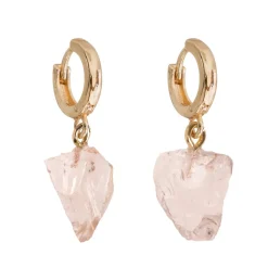 Timi of Sweden: Semi Precious Hoop Earrings - Rose Quartz (Smykke, Earrings)