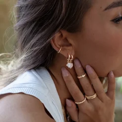 Timi of Sweden: Semi Precious Hoop Earrings - Rose Quartz (Smykke, Earrings)