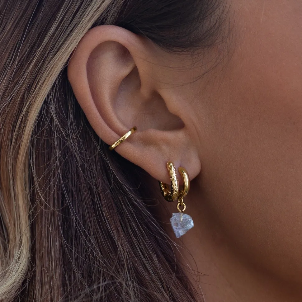 Timi of Sweden: Semi Precious Hoop Earrings - Aqua Marine (Smykke, Earrings)