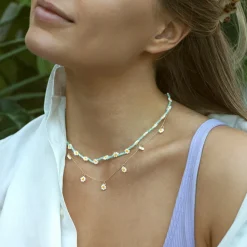 Timi of Sweden: Small Flower Bead Necklace - White (Smykke, Necklace)